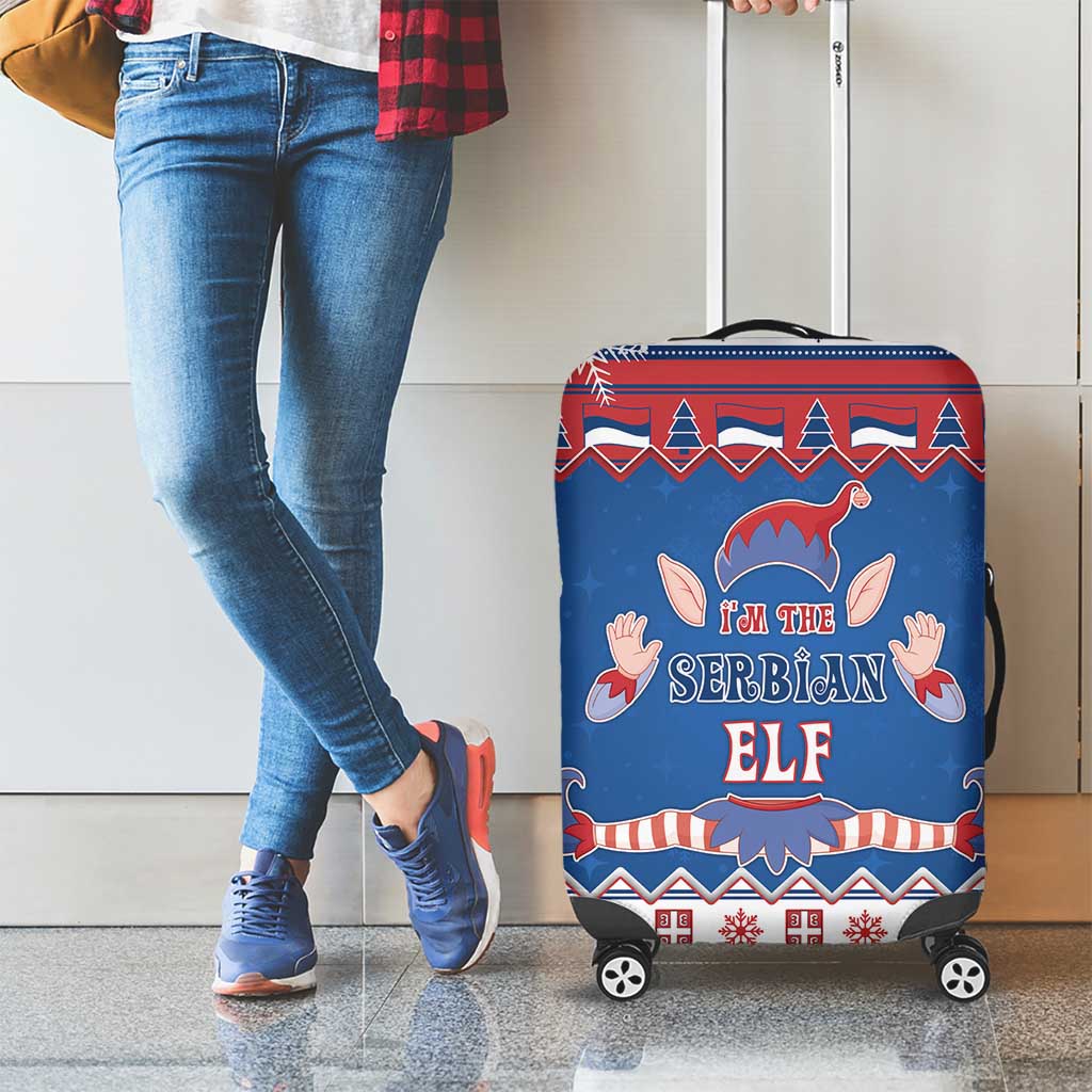 Serbia Christmas Luggage Cover I Am The Serbian Elf - Wonder Print Shop