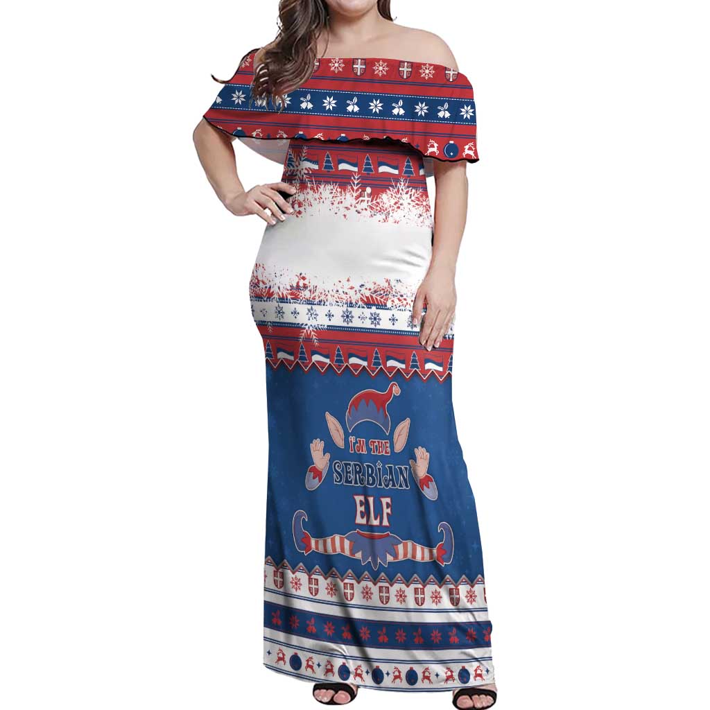 Serbia Christmas Off Shoulder Maxi Dress I Am The Serbian Elf - Wonder Print Shop