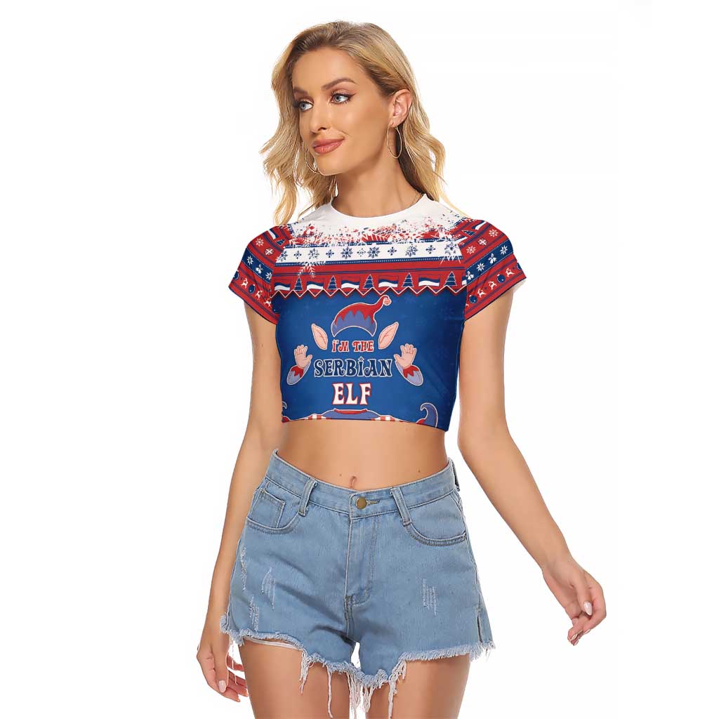 Serbia Christmas Raglan Cropped T Shirt I Am The Serbian Elf - Wonder Print Shop