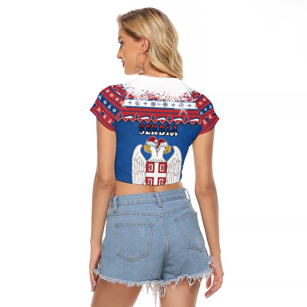 Serbia Christmas Raglan Cropped T Shirt I Am The Serbian Elf - Wonder Print Shop