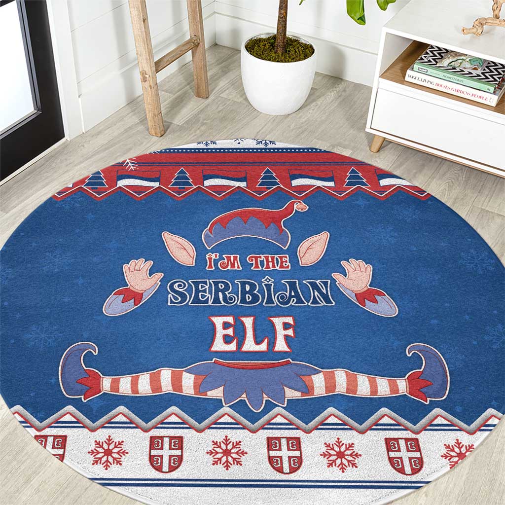 Serbia Christmas Round Carpet I Am The Serbian Elf - Wonder Print Shop