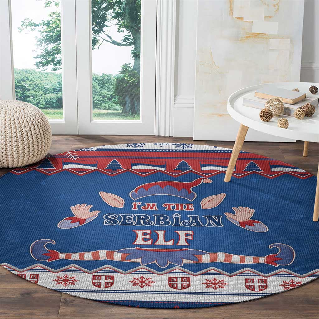 Serbia Christmas Round Carpet I Am The Serbian Elf - Wonder Print Shop