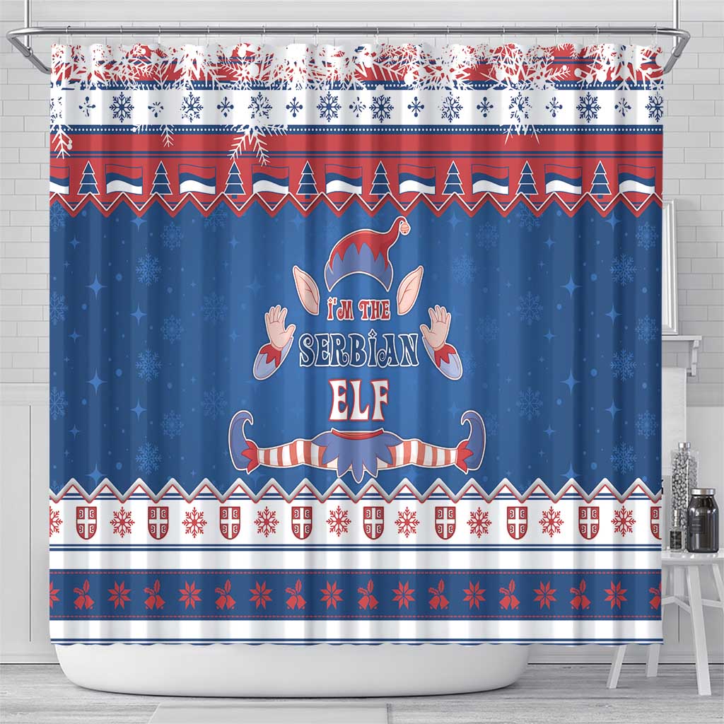 Serbia Christmas Shower Curtain I Am The Serbian Elf - Wonder Print Shop