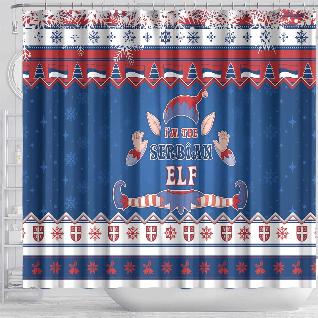 Serbia Christmas Shower Curtain I Am The Serbian Elf - Wonder Print Shop