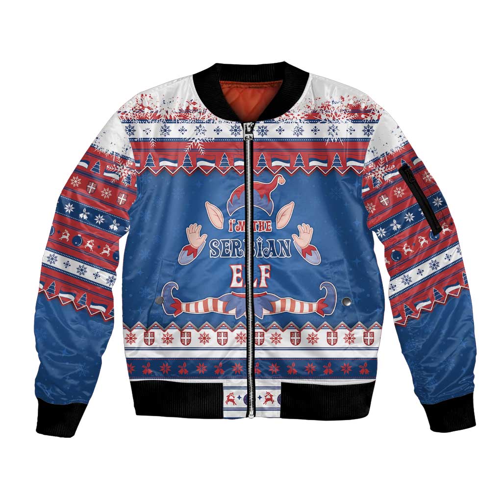 Serbia Christmas Sleeve Zip Bomber Jacket I Am The Serbian Elf - Wonder Print Shop