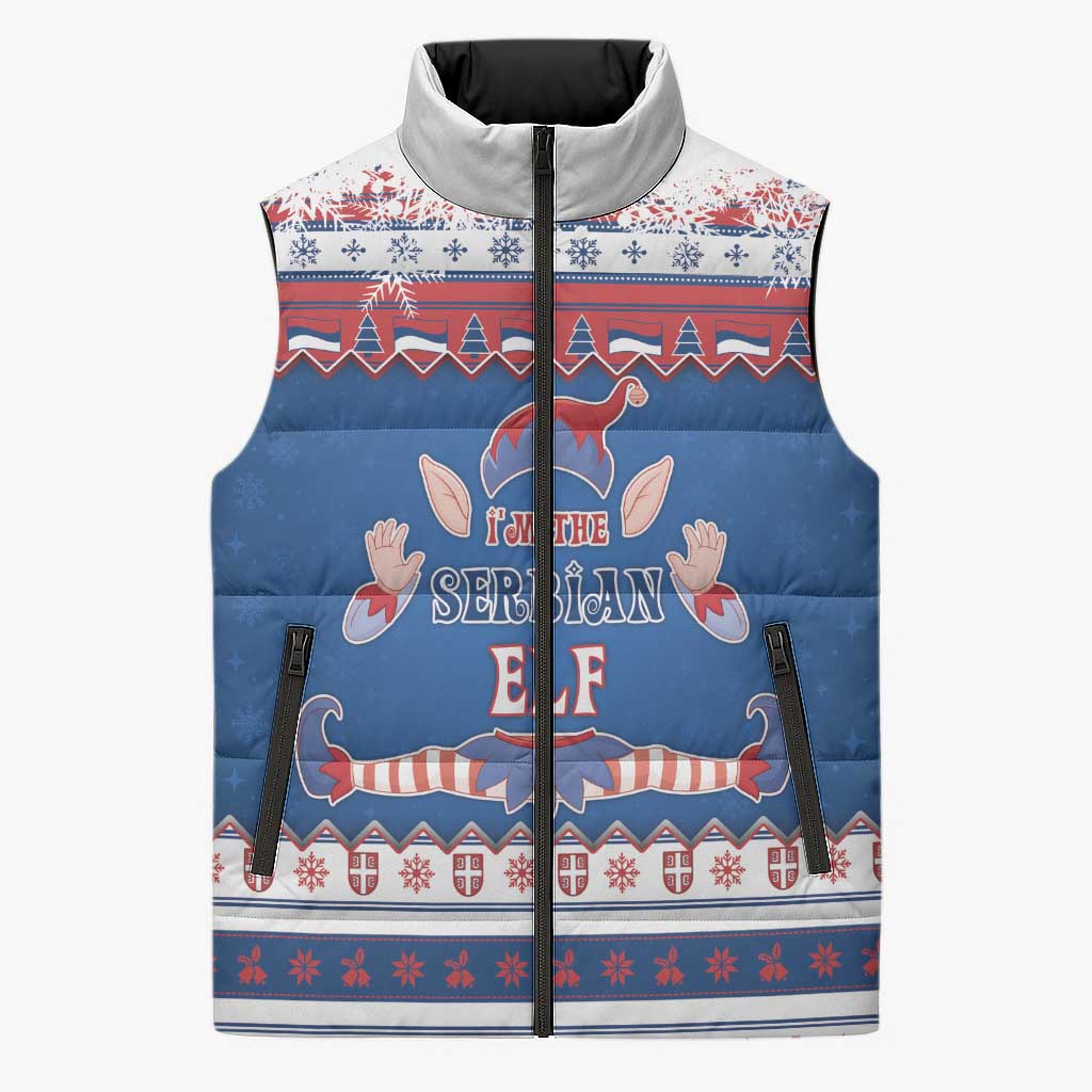 Serbia Christmas Sleeveless Puffer Jacket I Am The Serbian Elf - Wonder Print Shop