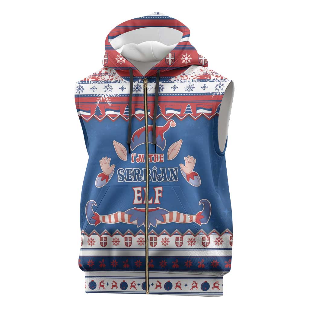 Serbia Christmas Sleeveless Zip Hoodie I Am The Serbian Elf - Wonder Print Shop