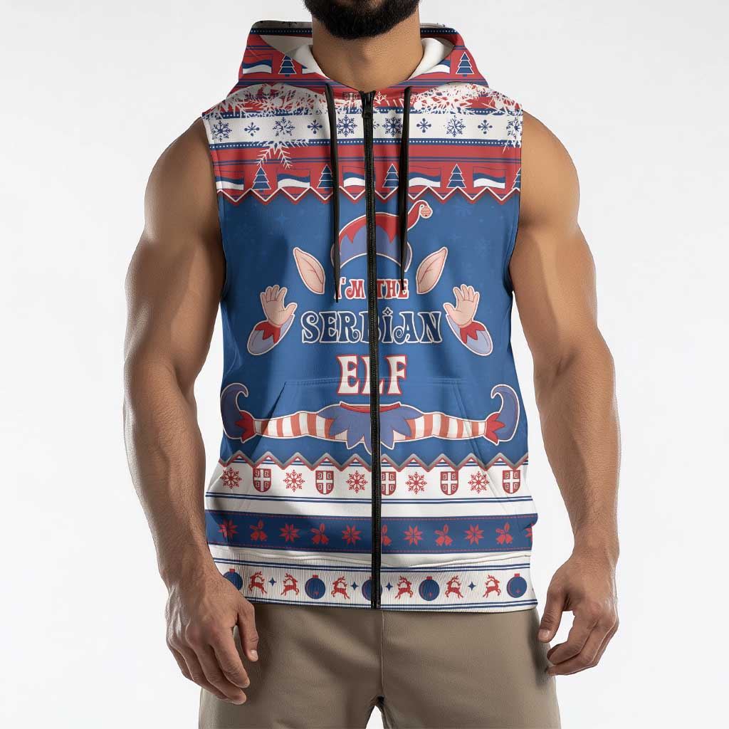 Serbia Christmas Sleeveless Zip Hoodie I Am The Serbian Elf - Wonder Print Shop