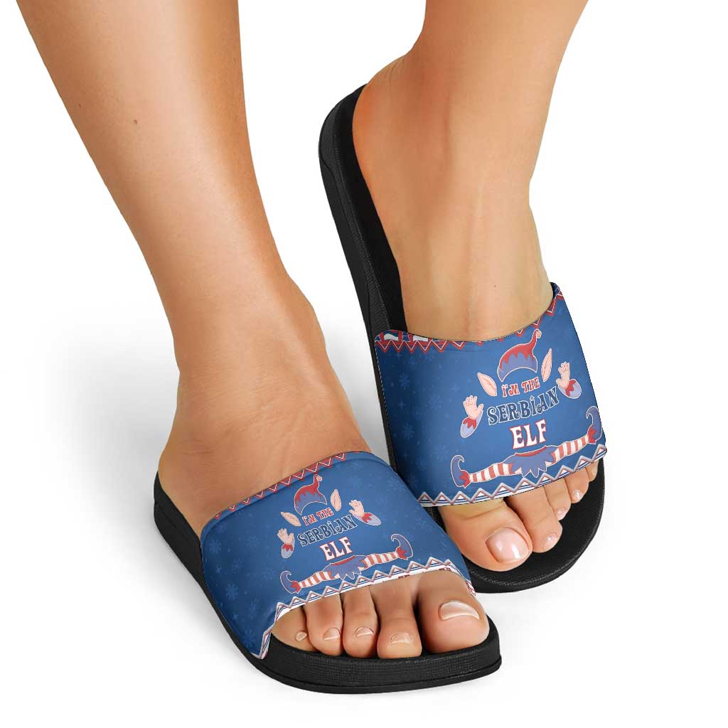 Serbia Christmas Slide Sandals I Am The Serbian Elf - Wonder Print Shop