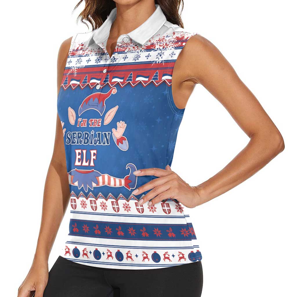 Serbia Christmas Women Sleeveless Polo Shirt I Am The Serbian Elf - Wonder Print Shop