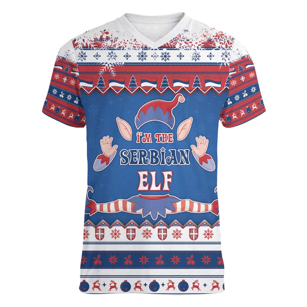 Serbia Christmas Women V-Neck T-Shirt I Am The Serbian Elf - Wonder Print Shop
