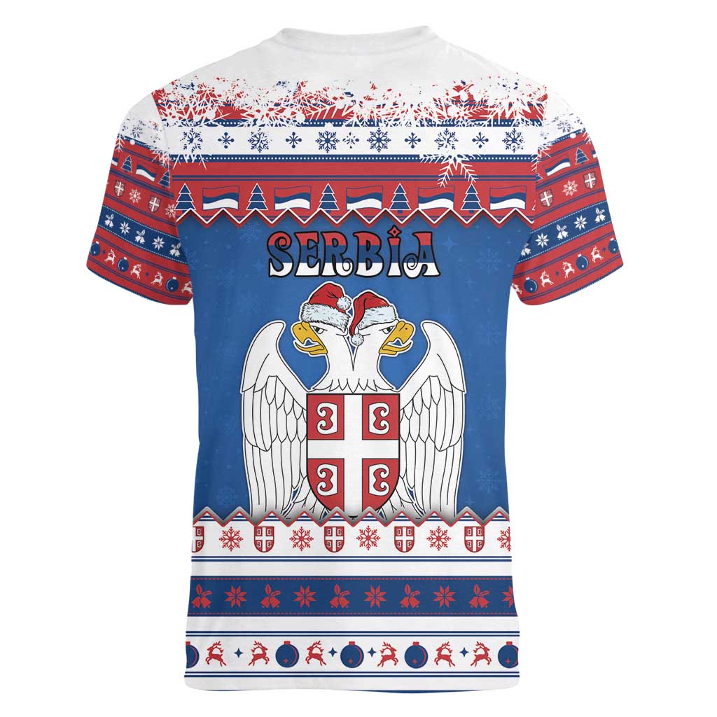 Serbia Christmas Women V-Neck T-Shirt I Am The Serbian Elf - Wonder Print Shop