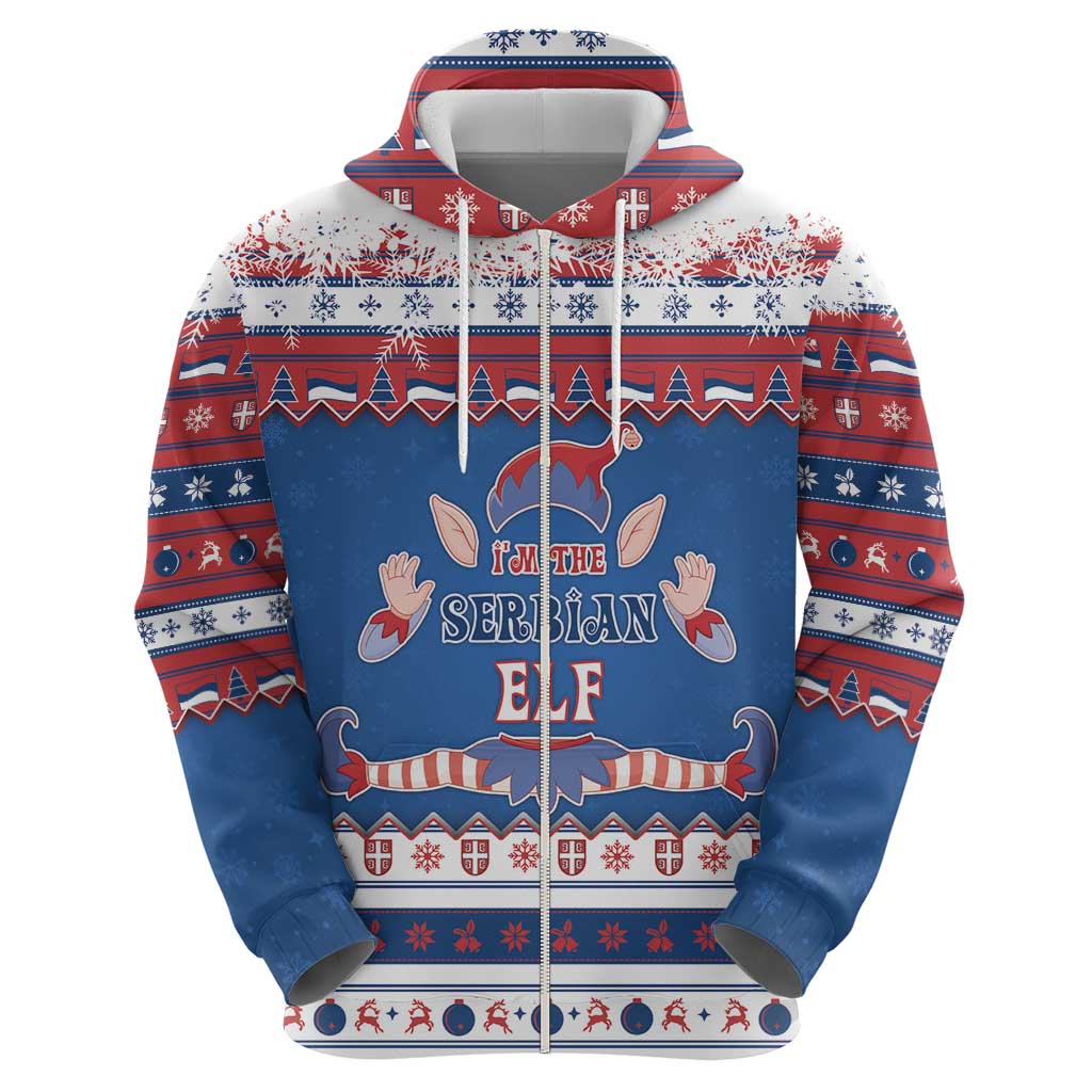 Serbia Christmas Zip Hoodie I Am The Serbian Elf - Wonder Print Shop