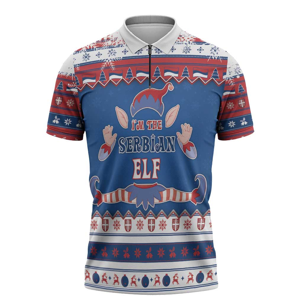 Serbia Christmas Zipper Polo Shirt I Am The Serbian Elf - Wonder Print Shop