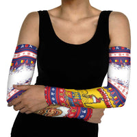 Romania Christmas Arm Sleeves Romanian Masked Santa - Wonder Print Shop