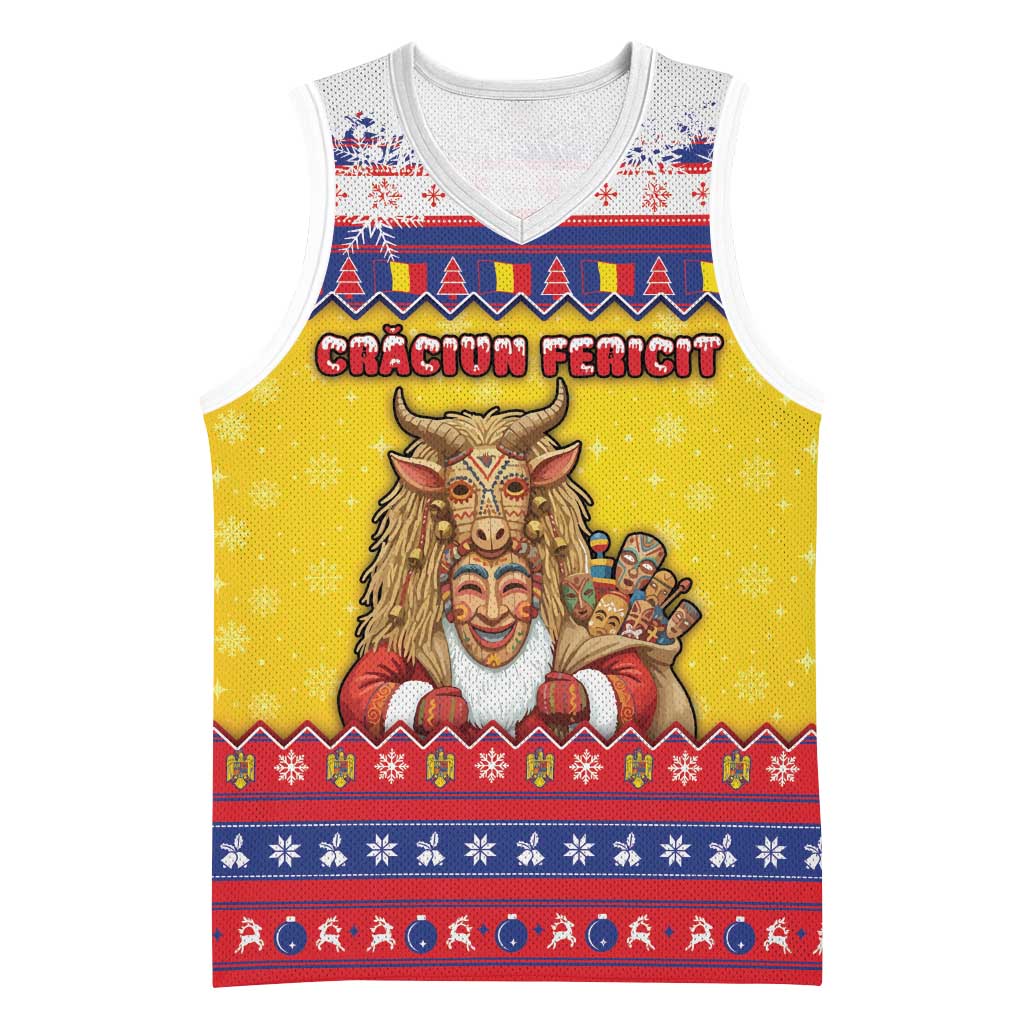 Romania Christmas Basketball Jersey Romanian Masked Santa - Wonder Print Shop