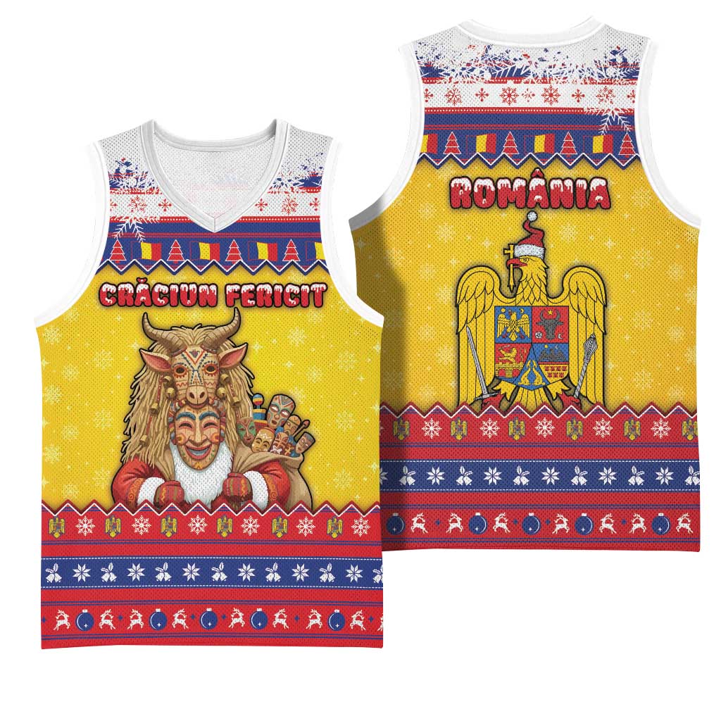 Romania Christmas Basketball Jersey Romanian Masked Santa - Wonder Print Shop