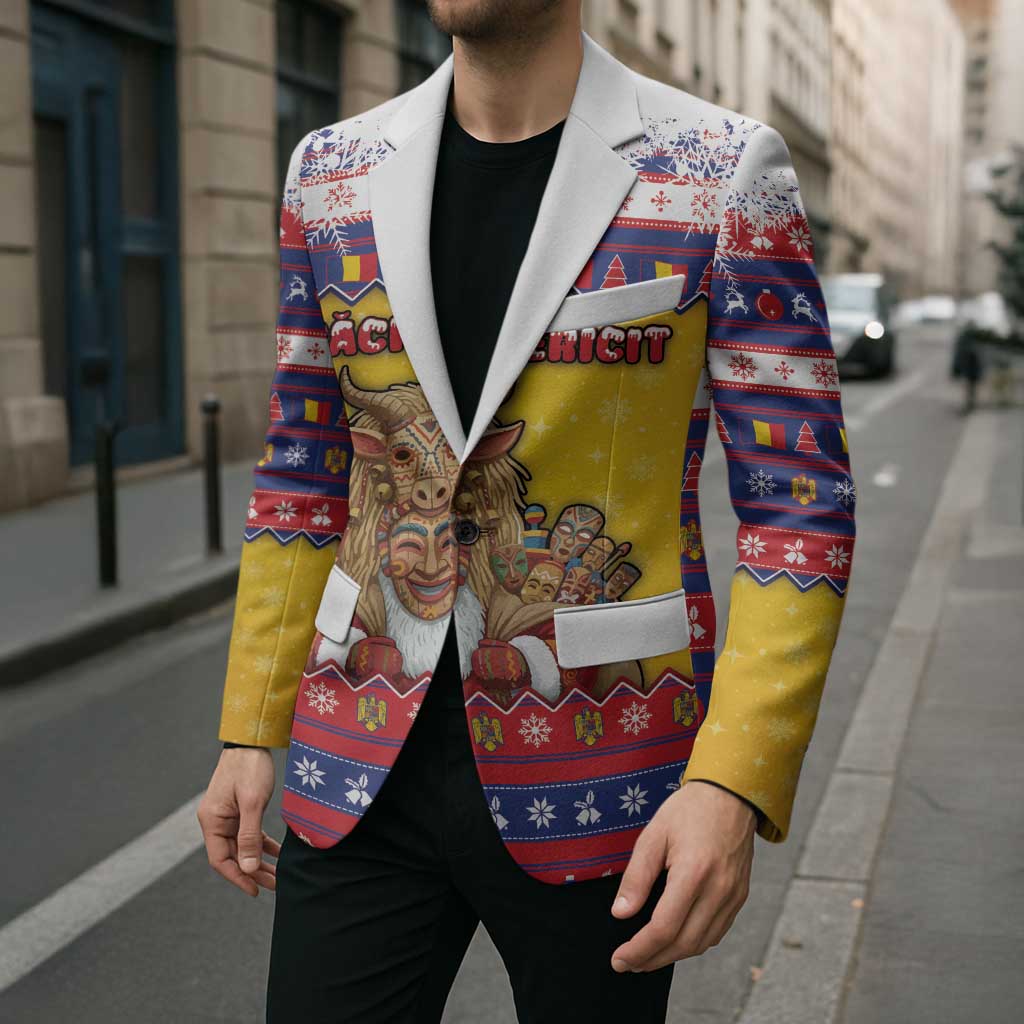 Romania Christmas Blazer Romanian Masked Santa - Wonder Print Shop