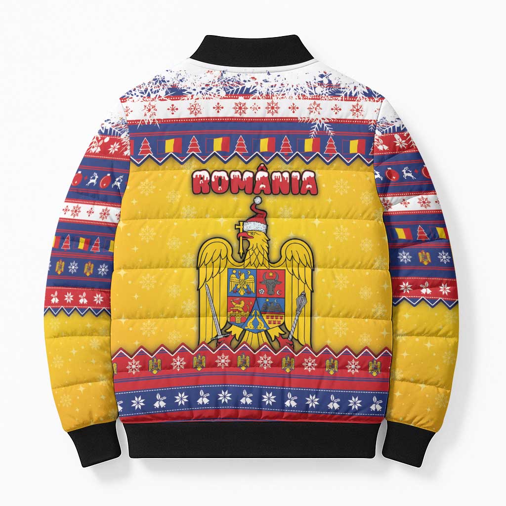 Romania Christmas Bomber Puffer Jacket Romanian Masked Santa - Wonder Print Shop