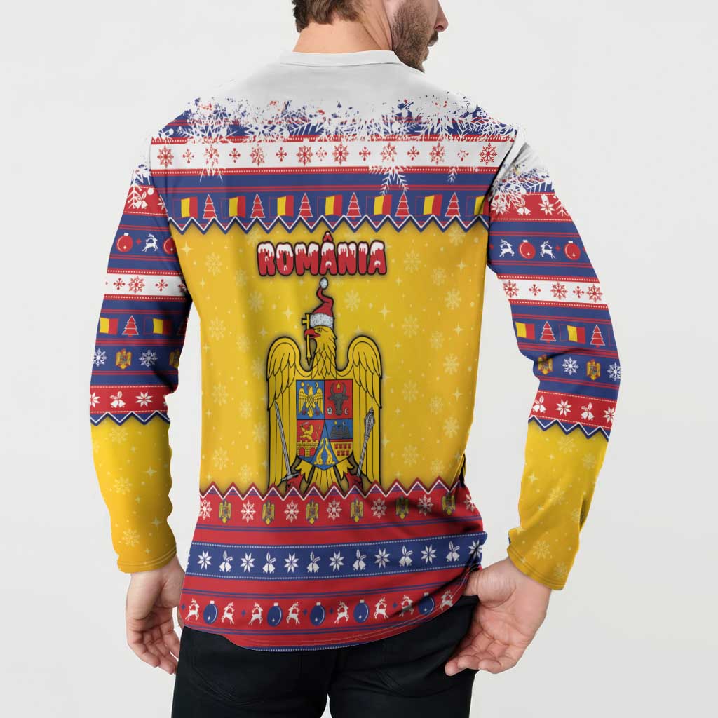 Romania Christmas Button Sweatshirt Romanian Masked Santa - Wonder Print Shop