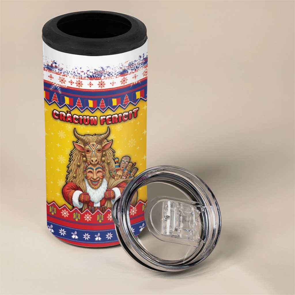 Romania Christmas 4 in 1 Can Cooler Tumbler Romanian Masked Santa - Wonder Print Shop