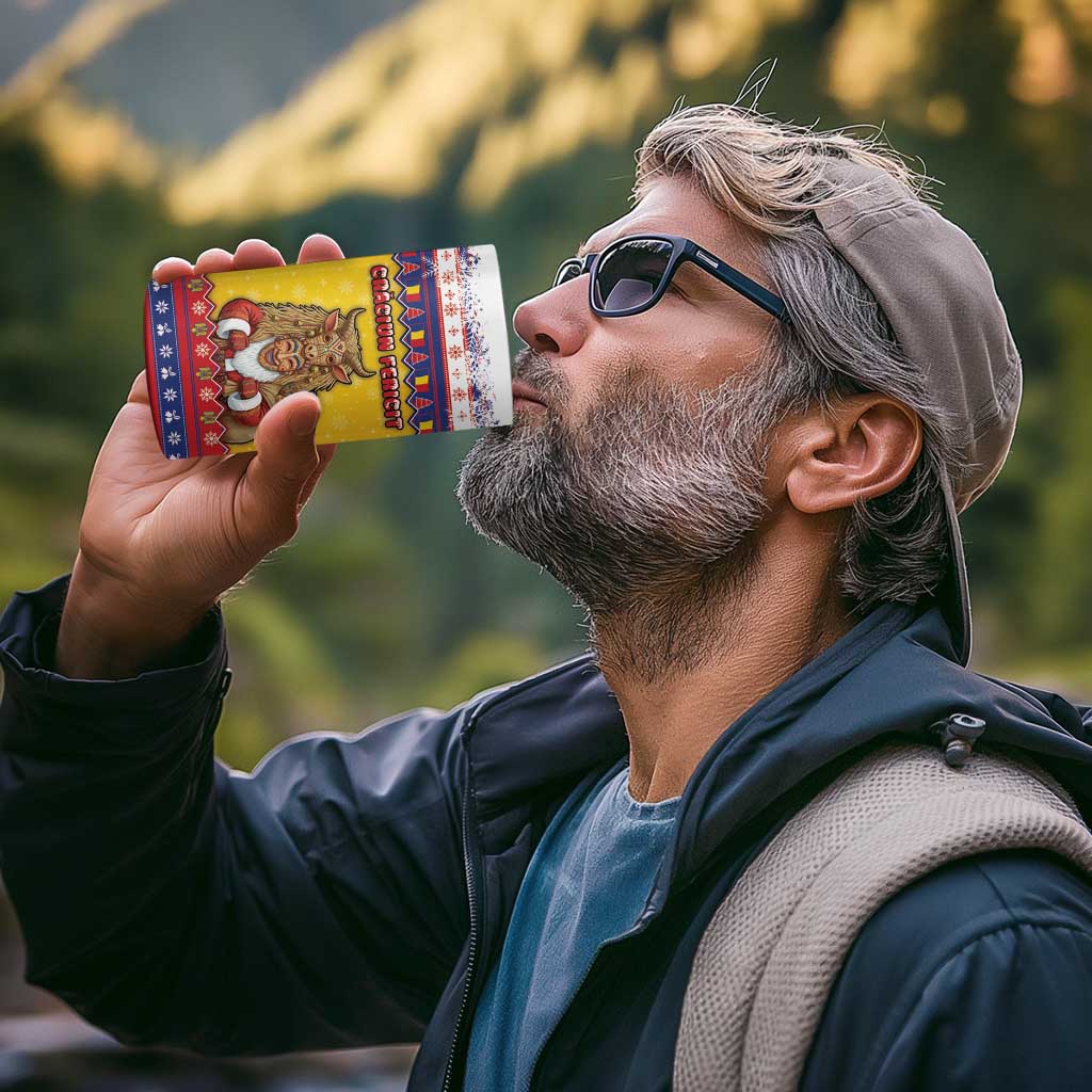 Romania Christmas 4 in 1 Can Cooler Tumbler Romanian Masked Santa - Wonder Print Shop