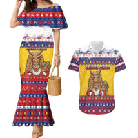 Romania Christmas Couples Matching Mermaid Dress and Hawaiian Shirt Romanian Masked Santa - Wonder Print Shop