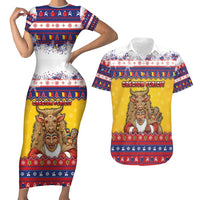 Romania Christmas Couples Matching Short Sleeve Bodycon Dress and Hawaiian Shirt Romanian Masked Santa - Wonder Print Shop