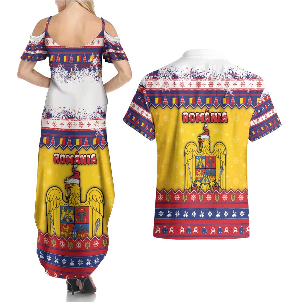 Romania Christmas Couples Matching Summer Maxi Dress and Hawaiian Shirt Romanian Masked Santa - Wonder Print Shop
