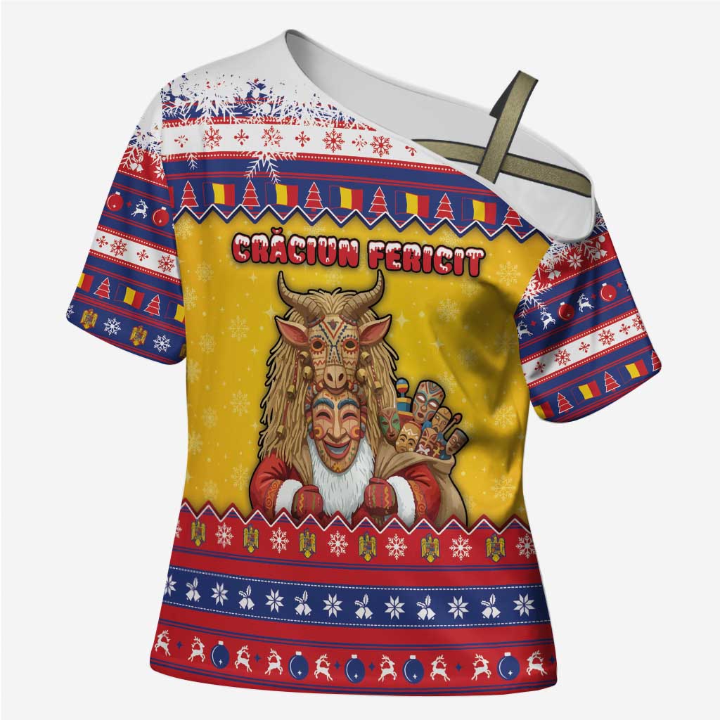 Romania Christmas Cross Shoulder Shirt Romanian Masked Santa - Wonder Print Shop