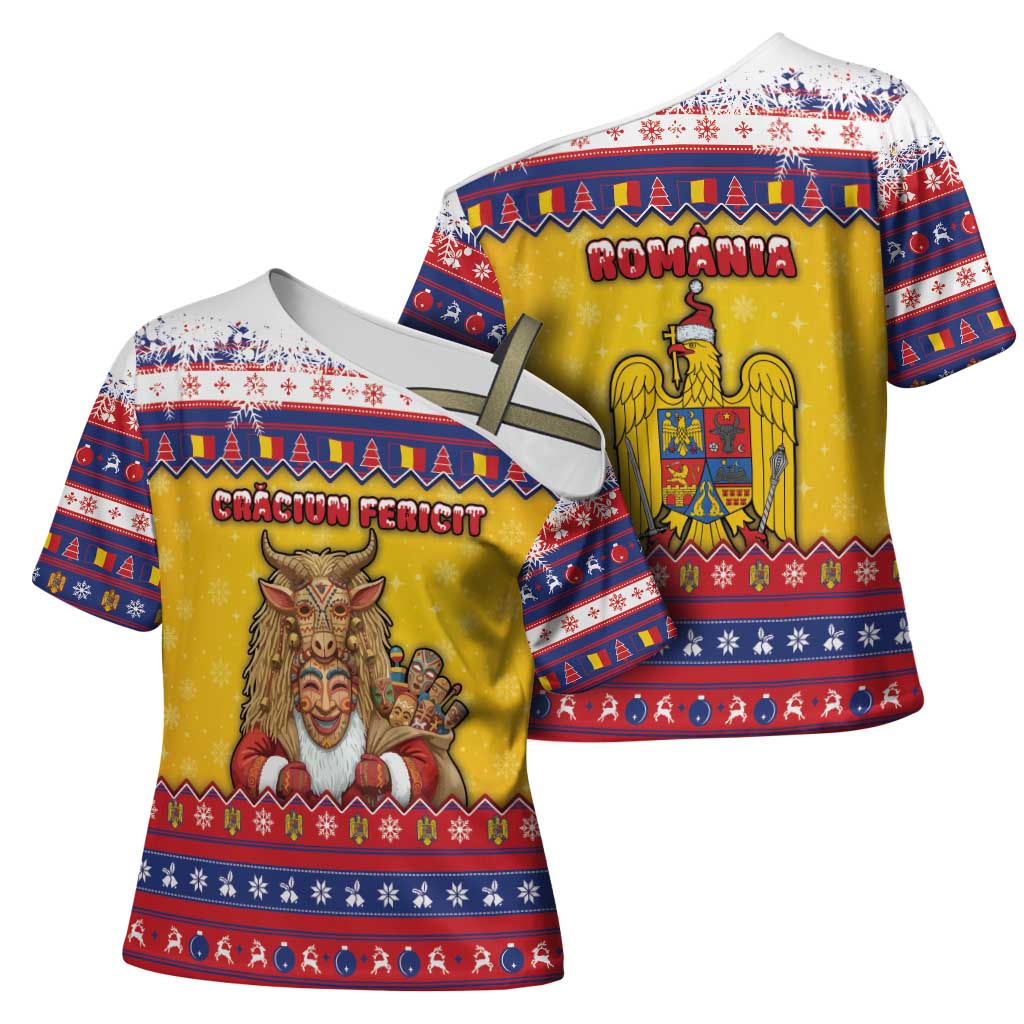 Romania Christmas Cross Shoulder Shirt Romanian Masked Santa - Wonder Print Shop