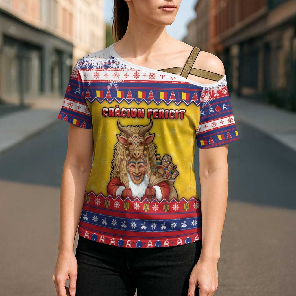 Romania Christmas Cross Shoulder Shirt Romanian Masked Santa - Wonder Print Shop