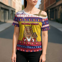 Romania Christmas Cross Shoulder Shirt Romanian Masked Santa - Wonder Print Shop