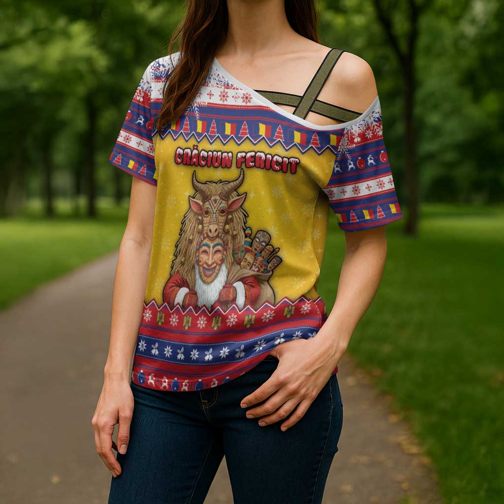 Romania Christmas Cross Shoulder Shirt Romanian Masked Santa - Wonder Print Shop