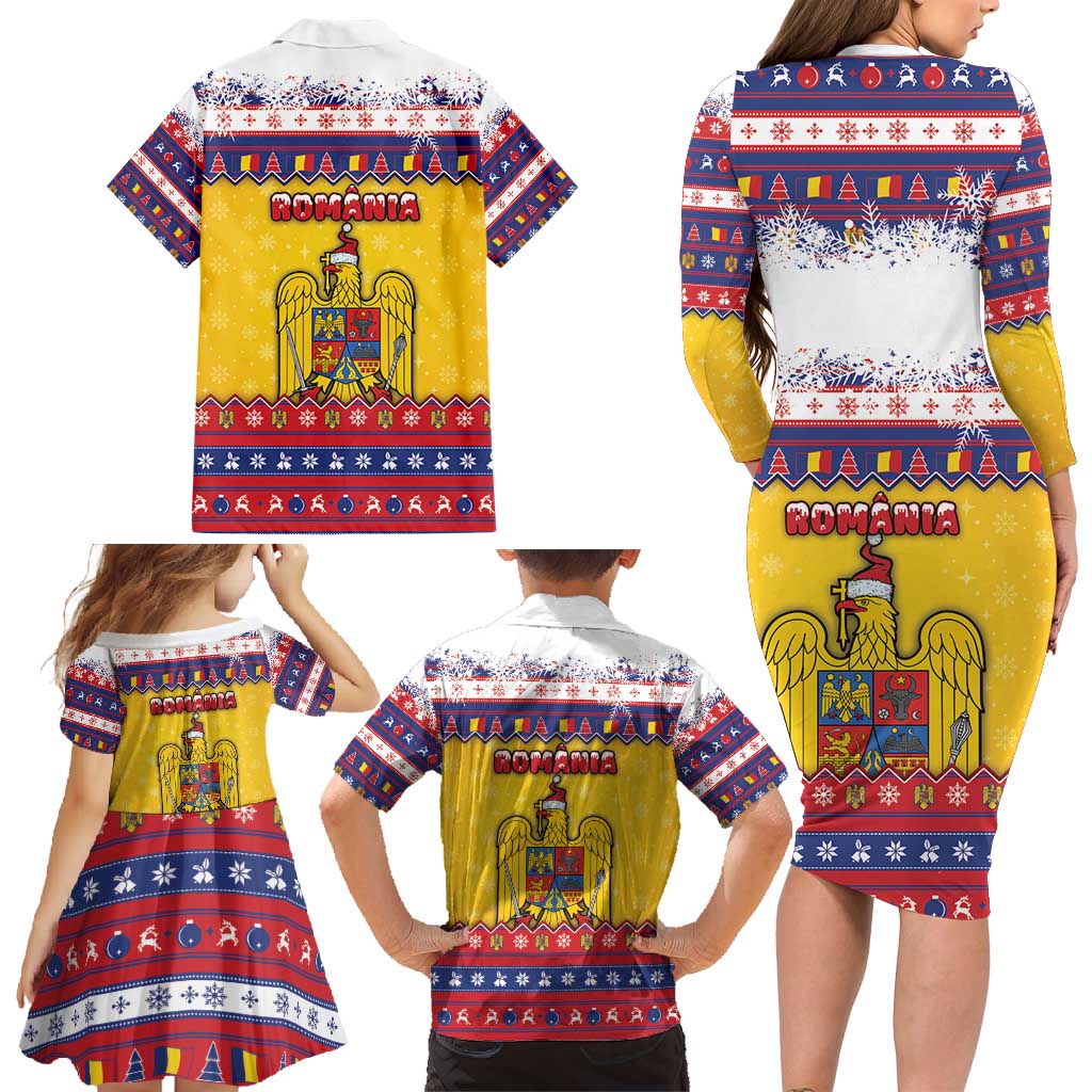 Romania Christmas Family Matching Long Sleeve Bodycon Dress and Hawaiian Shirt Romanian Masked Santa - Wonder Print Shop