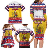 Romania Christmas Family Matching Long Sleeve Bodycon Dress and Hawaiian Shirt Romanian Masked Santa - Wonder Print Shop