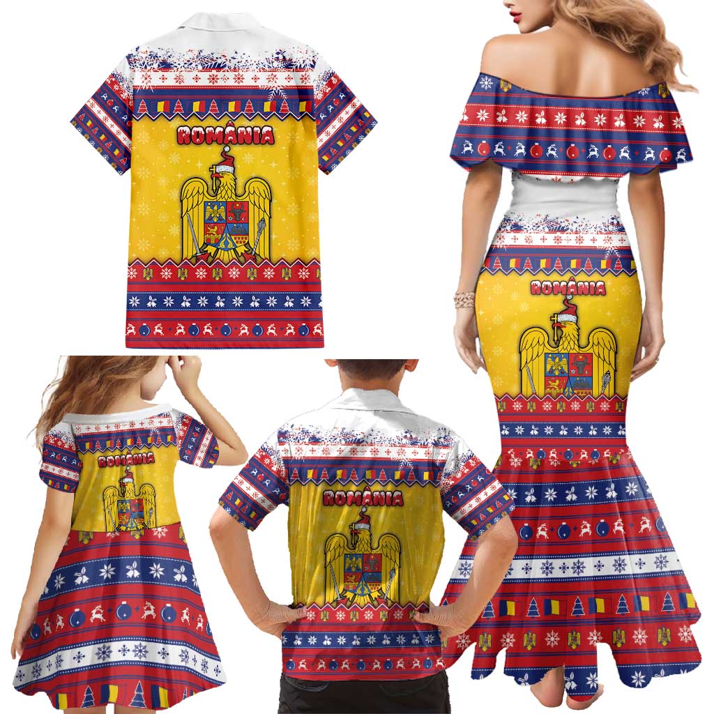 Romania Christmas Family Matching Mermaid Dress and Hawaiian Shirt Romanian Masked Santa - Wonder Print Shop