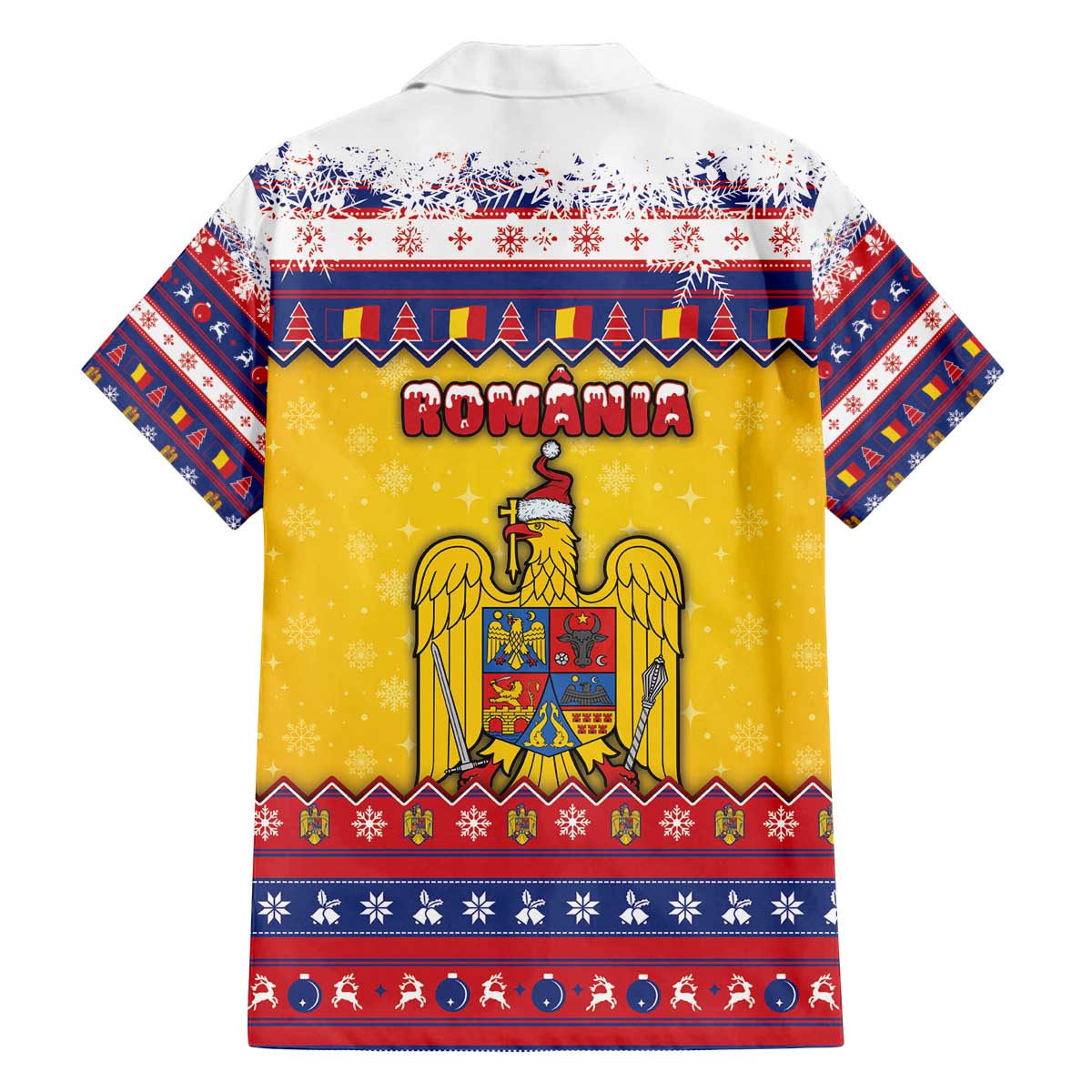 Romania Christmas Family Matching Off The Shoulder Long Sleeve Dress and Hawaiian Shirt Romanian Masked Santa - Wonder Print Shop