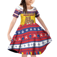 Romania Christmas Family Matching Off Shoulder Short Dress and Hawaiian Shirt Romanian Masked Santa - Wonder Print Shop