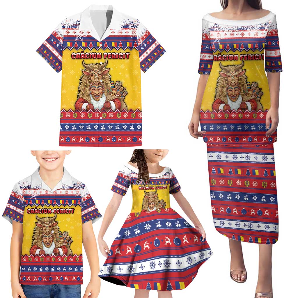 Romania Christmas Family Matching Puletasi and Hawaiian Shirt Romanian Masked Santa - Wonder Print Shop