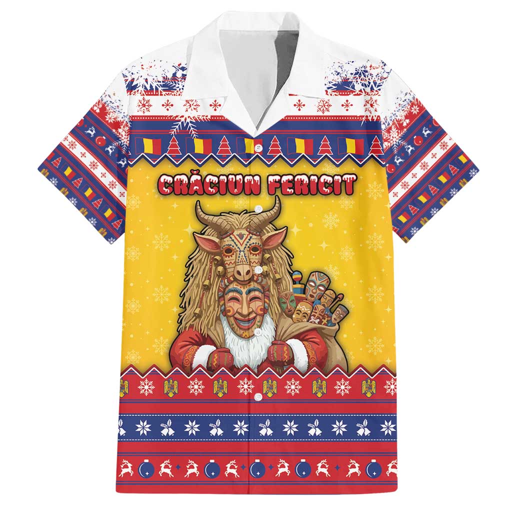 Romania Christmas Family Matching Short Sleeve Bodycon Dress and Hawaiian Shirt Romanian Masked Santa - Wonder Print Shop