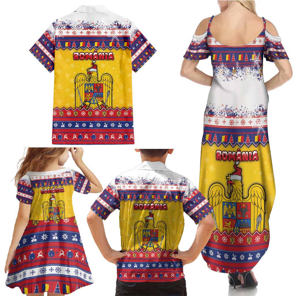 Romania Christmas Family Matching Summer Maxi Dress and Hawaiian Shirt Romanian Masked Santa - Wonder Print Shop