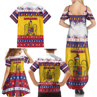 Romania Christmas Family Matching Summer Maxi Dress and Hawaiian Shirt Romanian Masked Santa - Wonder Print Shop