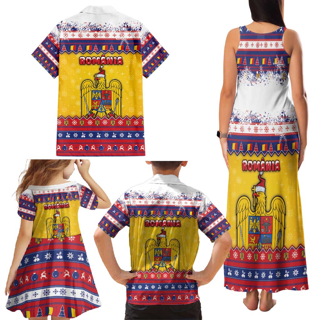 Romania Christmas Family Matching Tank Maxi Dress and Hawaiian Shirt Romanian Masked Santa - Wonder Print Shop