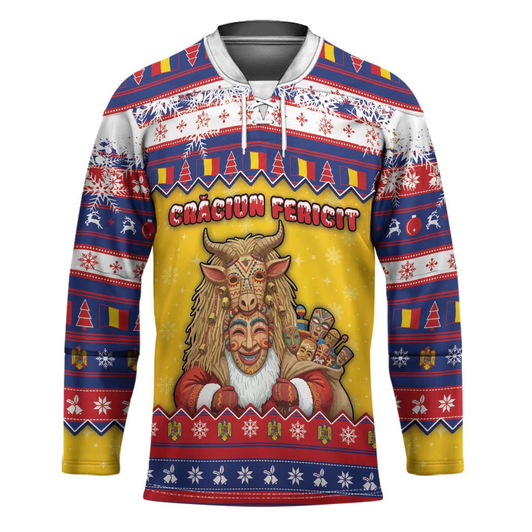 Romania Christmas Hockey Jersey Romanian Masked Santa - Wonder Print Shop