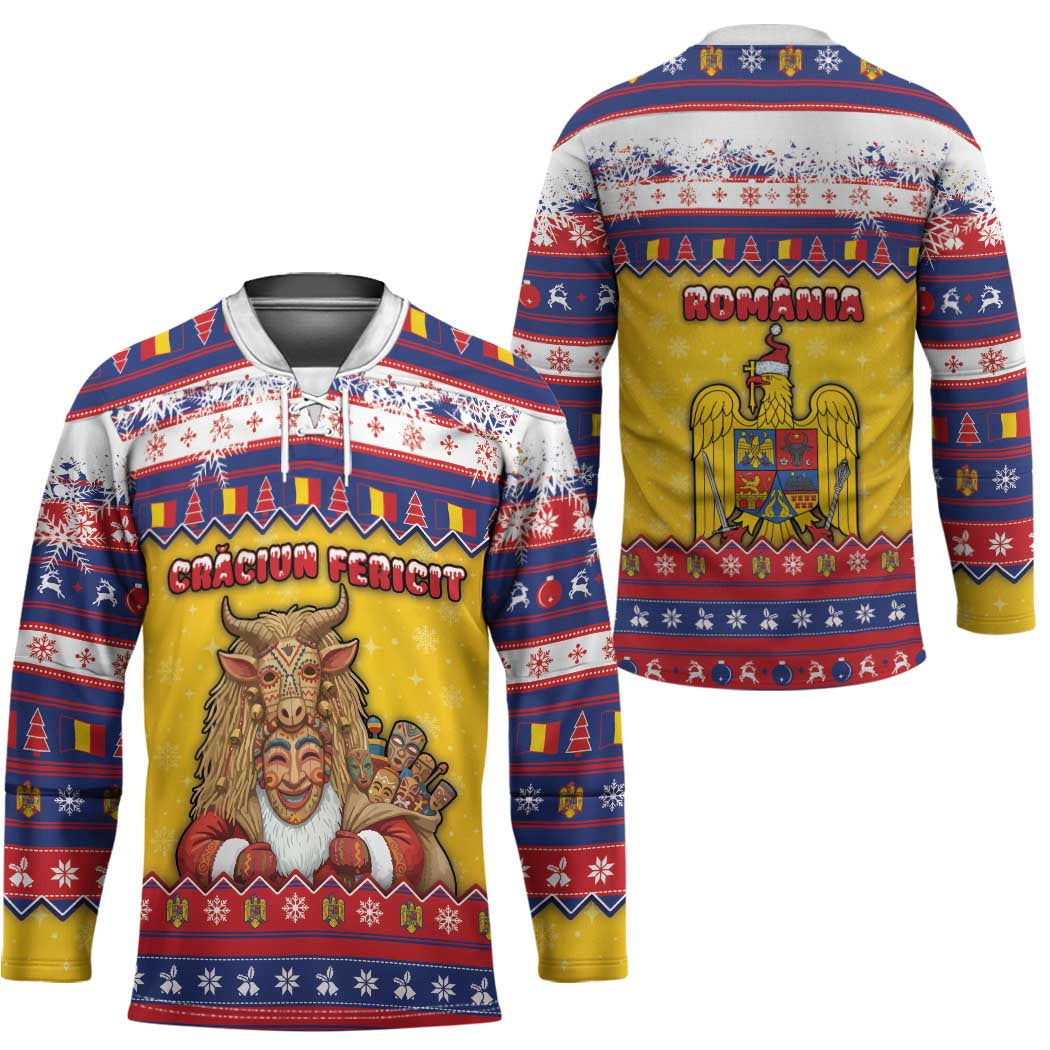 Romania Christmas Hockey Jersey Romanian Masked Santa - Wonder Print Shop