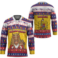 Romania Christmas Hockey Jersey Romanian Masked Santa - Wonder Print Shop