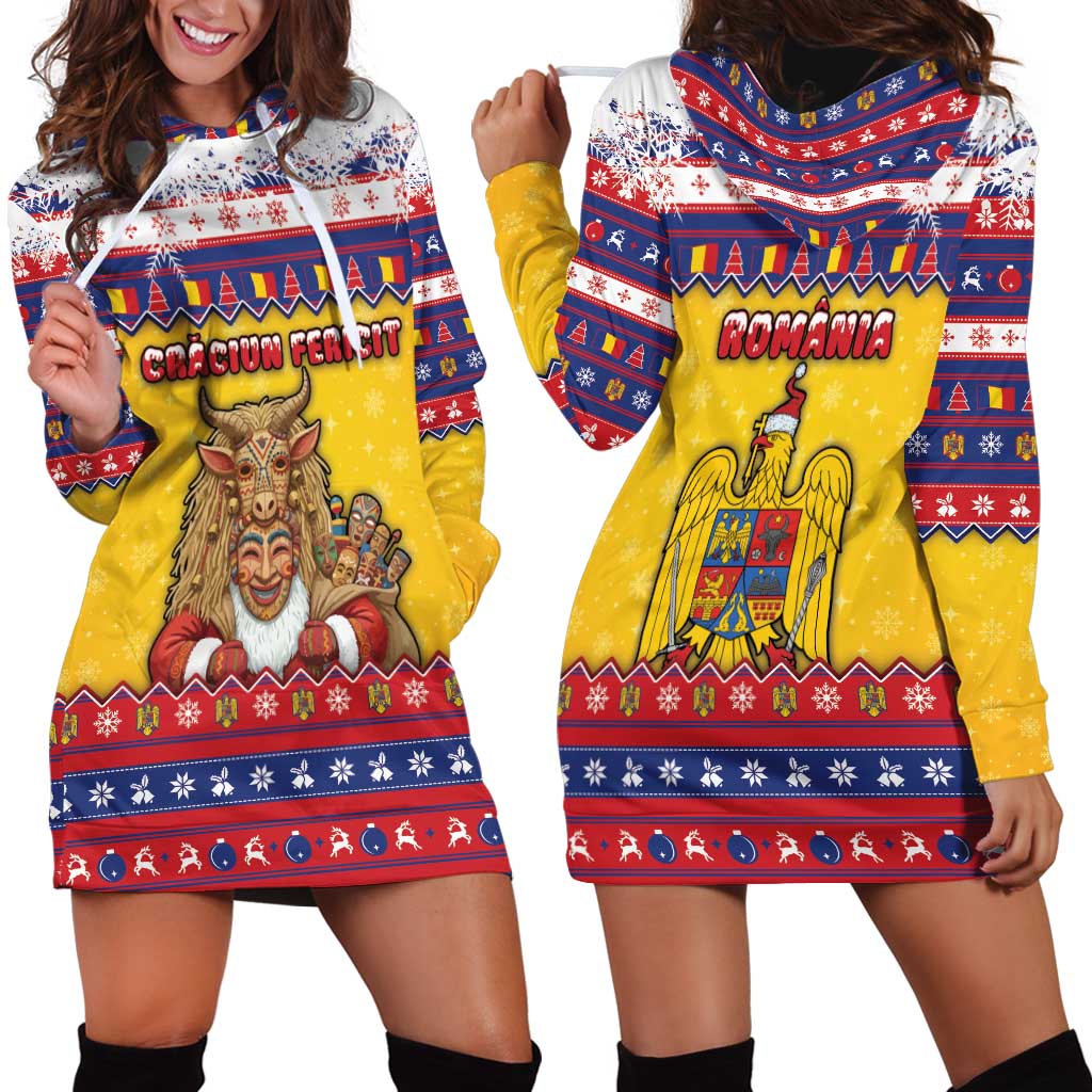 Romania Christmas Hoodie Dress Romanian Masked Santa - Wonder Print Shop