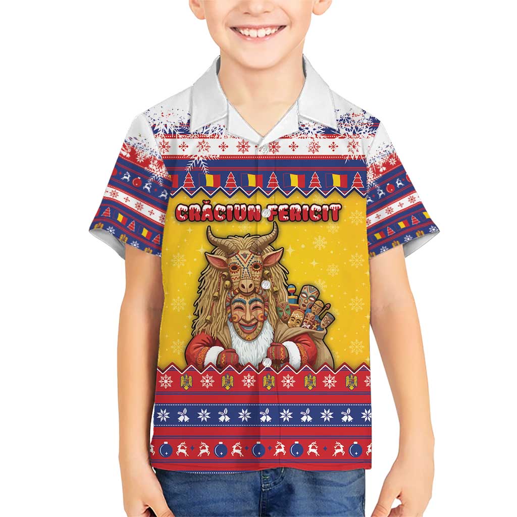 Romania Christmas Kid Hawaiian Shirt Romanian Masked Santa - Wonder Print Shop