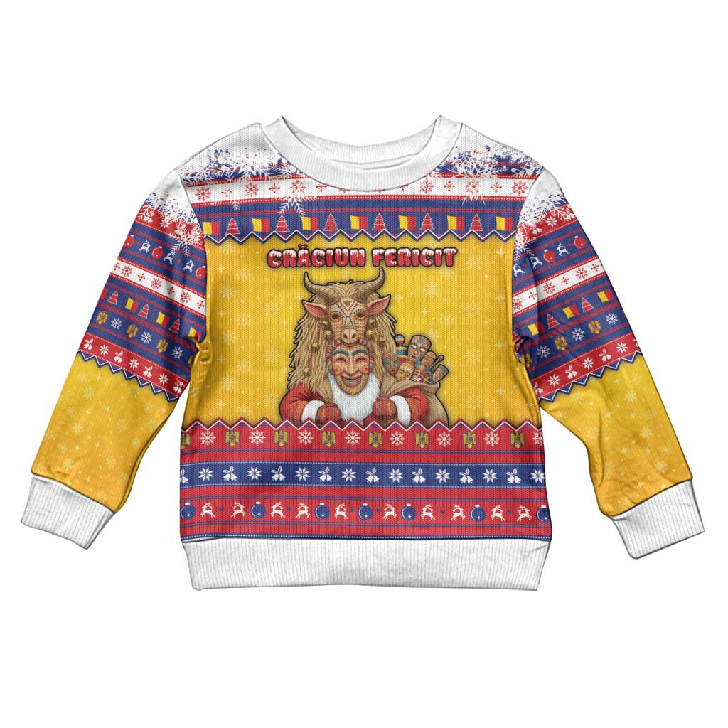 Romania Christmas Kid Ugly Christmas Sweater Romanian Masked Santa - Wonder Print Shop